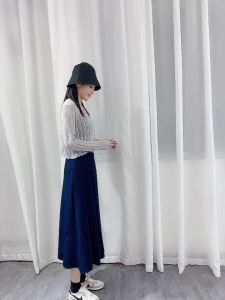 ＜107＞ 2025 Váy Xếp Ly Mùa Thu Váy Tôn Dáng Gầy Cổ Điển Váy Cạp Cao Sành Điệu Cho Nữ