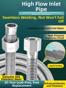 OUGEFENG | Heavy-duty 304 Stainless Steel Flexible Pipe 1/2 Inch