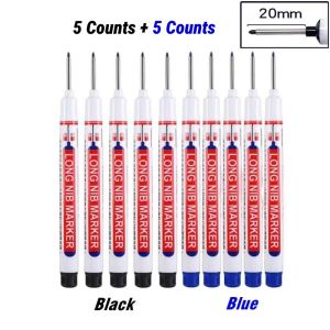 10Pcs/Set Multi-Purpose 20mm Deep Hole Long Nib Head Marker For Metal Perforating Pen Waterproof Bathroom Woodworking Decor Tool MX