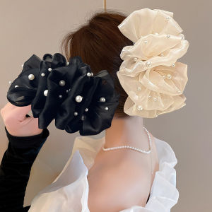 Bubble Pleated Organza Petal Pearl Clip Shark Clip Korean Fashion Hair Clips Hair Accessories for Girl