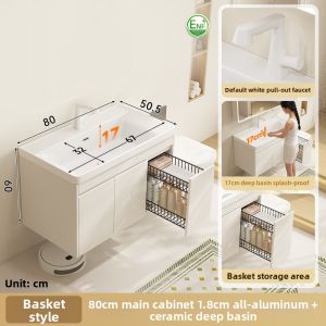 LANGXIANG | Storage Pull-out Basket Full Aluminum Honeycomb Ceramic Integrated Washbasin Cabinet 80cm