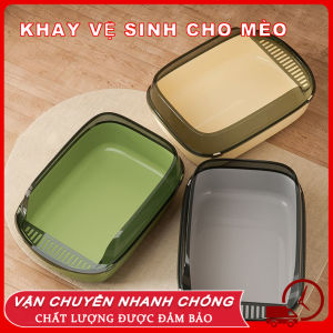 😻【COD】Khay vệ sinh cho mèo cỡ vừa tới to lớn size M L chậu thành cao chống văng cát Chậu vệ sinh cho mèo khay thành cao