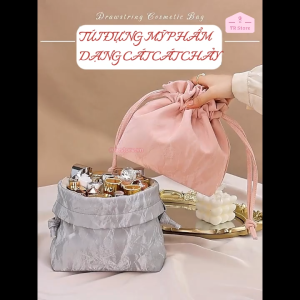 Túi Đựng Mỹ Phẩm Rút Dây Nhung Mềm - Họa Tiết Vân Loang Độc Đáo Du Lịch Tiện Lợi