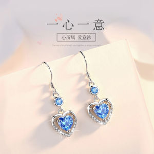 925 Sterling Silver Heart Shaped Earrings Womens Sweet Love Luxury Feelings Ear Studs Birthday Valentines Day Gifts
