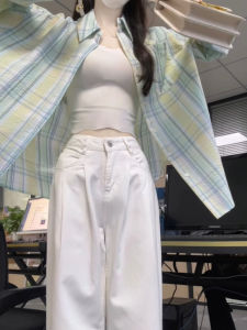 Áo Sơ Mi Kẻ Caro Cổ Polo Chống Nắng Dáng Rộng Phong Cách Hàn Quốc Cho Nữ Mùa Hè Áo Khoác Ngoài Đa Năng Thoáng Khí Thoải Mái