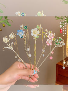 Han Dynasty Headdress Hair Clasp Womens New Chinese Style Updo Hair Clasp Hairpin Tassel Hair Clasp Chinese Ancient Style Fancy Horse-Face Skirt Accessories