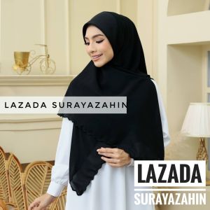 Bidang 55 Tudung Bawal Sulam Instant Chiffon Awning Scuba / Bawal Instant Chiffon Awning Scuba Bidang 55