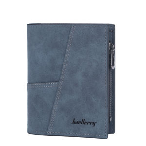 New Arrival Men Short Wallet Business Horizontal and Vertical Multi-Card-Slot Card Holder Zipper Boys Coin Purse Retro Student