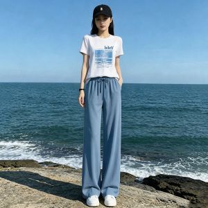 NUANPING | Simple and Elegant Summer 2026 Leisure Sport Set T-shirt and Wide Leg Pants