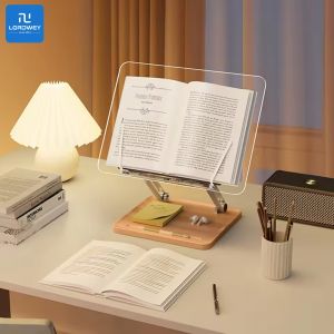 LORDWEY Wooden Reading Stand Equipped with A Lightweight Transparent Acrylic Multi-functional Lifting Tablet Computer Stand Laptop Stand Desktop Bookshelf