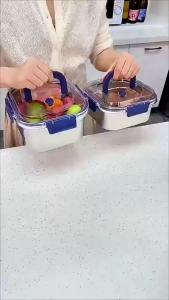 316Stainless Steel Salad Fruit Food Container Sealed Anti-drip Large Capacity Lunch Box Camping Picnic Box For Fruit Salad Food