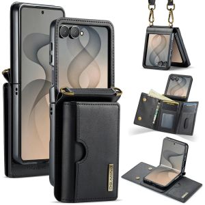 Crossbody Leather Protective Phone Case for Samsung Galaxy Z Flip 8 7 6 Flip8 Flip7 Flip6 Lanyard Wallet Card Holder Funda Cover