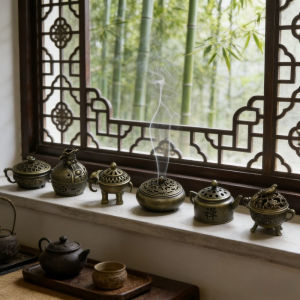 Vintage Metal Mini Incense Burner Treasure Pot Sandalwood Holder Home Decoration Ornament Aromatic Ash Catcher Stand for Incense