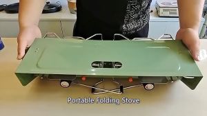 Portable 2-Burner Butane Stove with Folding Lid and Stand