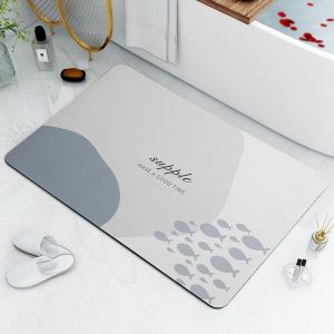 VIKAMA Modern Minimalist Diatom Mud Bath Mat Quick-Dry and Absorbent Non-Slip Bathroom Entrance Rug Home Decor