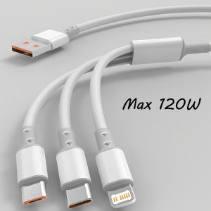 MAX 120W 3 in 1 USB Cable Phone Fast Charge Wire Charge For iPhone Micro Type-C Multi-port USB PD Data Cord for Xiaomi