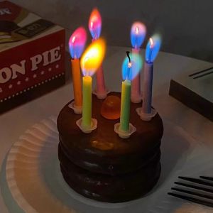 Colorful Flame Candles Birthday Party Scene Photography Decoration Ordinary Commemorative Day Candles Cake Decorating Plugins
