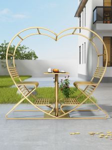 Outdoor Heart Shaped Swinging Chair Courtyard Decorations Scenic Spot Tourist Attraction Homestay Decor Restaurant Couple Table Chairs