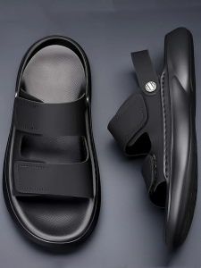 Handmade Soft Bottom Breathable Mens Sandals Summer Casual Slip-On Beach Shoes Anti-Slip Driving Slippers Open-Toe Flat Heel