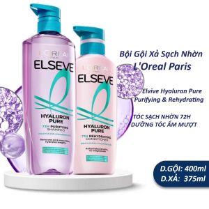 Bội Gội Xả LOreal Paris Elseve Hyaluron Pure Purifying Shampoo 620ml & Rehydrating Conditioner 375ml Sạch Nhờn Tóc Ẩm Mượt Bồng Bềnh