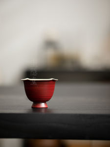 Guanyintang Handmade Tea Cup Cherry Red Single Cup for Home Use Vintage Wabi-Sabi Owner Cup Drinking Cup Ceramic Tea Set