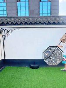 ร่มสี่เหลี่ยมติดผนัง ร่มกึ่งกลมเหลี่ยม กลางแจ้ง กันแดดกันฝน แบบครึ่งคันชิดติดผนังระเบียงรุ่นมือหมุน