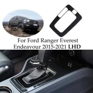 Vỏ Bọc Bảng Điều Khiển Cần Số Bằng Sợi Carbon Cho Ford Ranger Everest Endeavour 2015-2021 LHD Phụ Kiện Trang Trí Nội Thất Bằng Thép Không Gỉ