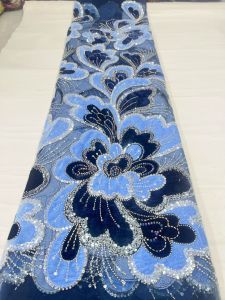 African Sequins Velvet Lace Fabric Nigerian French Beaded Lace Fabrics For Sewing 2026 High Quality Wedding Party Dress 5 Yards