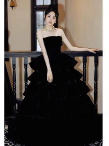 Princess Style Evening Gown Womens New 2025 Dili Reba Hostess Long Dress Sparkling Beads High Waist for Adult Ceremony Party