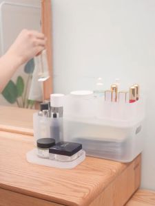 Multipurpose Muji Transparent Plastic Storage Basket Kotak Simpanan Cabinet Storage Lid Cover Jewelry Organizers 磨砂透明收纳盒