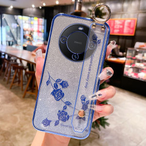 Huawei Mate60 pro Silicone Case Full Cover Protection Anti-Fall Soft Strap Diagonal Crossbody Lanyard Meta Stand Luxury Ins Style