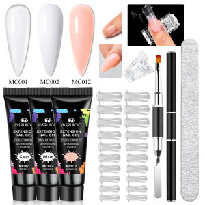 8/9pcs Clear Nude Pink Extension Nail Gel Polish with Nail Tools Kit Semi Permanent DIY Nail Supplies Manicure Varnish Design