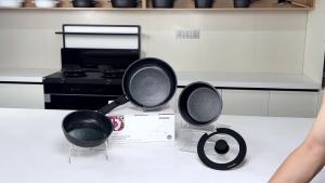 DONNOR Induction Cookware Set 5 Pieces Pots and Pans Set Non Stick Granite Stackable RV Cookware Cooking Set For All Hobs JT272