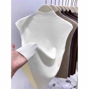 Stylish Elegant Slim Fit Semi High Neck Sleeveless Knit Vest
