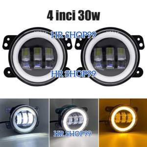Lampu Led Foglamp Rubicon Mobil Jeep Wrangler Bulat 4inch 30watt Ring Angel Eye