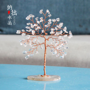 Mini Natural Crystal Tree Home Office Desktop Decoration Lucky Plant Quartz Obelisk Gift for Colleagues Handmade Crafted