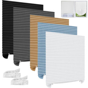 Blackout Pleated Fabric Shade Window Shades Blinds Darkening Temporary Light Filtering Pleated Paper Shade Easy to Install & Cut
