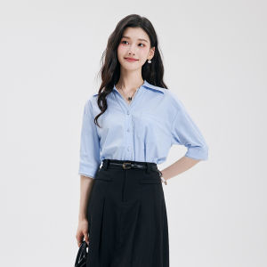 Womens Loose Collar French Style Shirt for Office Wear