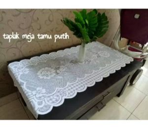 Taplak meja ruang tamu/cod taplak meja tamu/taplak meja Renata 50x100cm renda polos/Taplak meja kaca/Taplak meja kayu/Taplak meja tamu terbaru