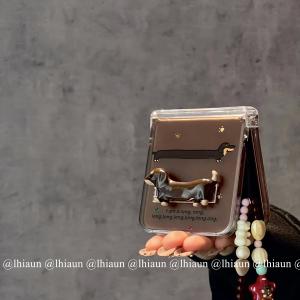 Lhiaun Cartoon Sausage Dog Stand Compatible with Huawei Pocket2 Foldable Screen Phone Case New Honor Vflip Protective Cover Xiaomi Mixflip Hinge N3flip Hard RAZR50 Special