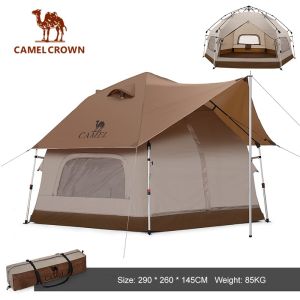 CAMELCROWN Outdoor Exquisite Camping Mushroom House Tent Portable Folding Camping Thickened Picnic Park Camping Automatic Tent