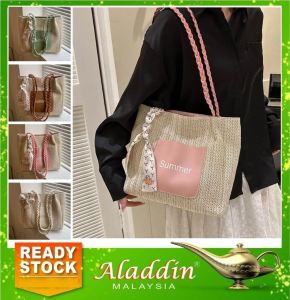 Aladdin Beg Tangan Wanita Bahu Jinjing Silang ( Summer Straw Bucket Travel Dinner Office Bag Shoulder Women Handbag ) 11R4
