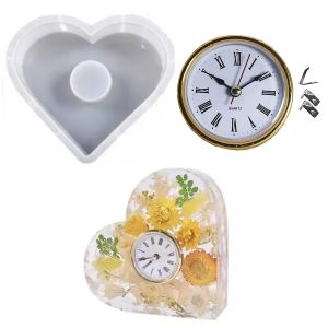 Heart-Shaped Clock Mold Set 1Pc Clock Mold + 1Pc Movement DIY Heart-Shaped Standing Clock Mold Heart-Shaped Clock Decoration Silicone Mold Clock Mold Set Practical Mold Set Atmosphere Decoration Creative Birthday Gift Gift for Friends Gift for...