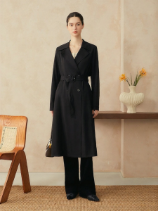 Elegant Long Double-Breasted Classic Fit Trench Coat