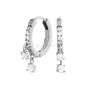 CZ Huggie Hoop Earrings ต่างหูห่วงห้อยจี้ (คู่) สแตนเลส เกรด 316L