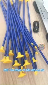 Set 10 Mũi Tên Nhựa Dài 42cm - 52cm Loại Có Đầu Hít Cao Su Dẻo Dùng Cho Đồ Chơi Bắn Cung Của Trẻ Em