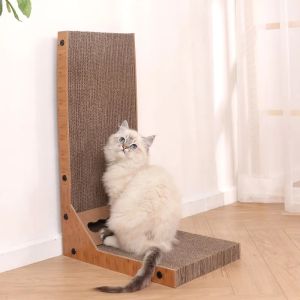 Cat Scratcher Pad L Shape Cat Scratching Board Cardboard Cat Scratcher for Indoor Large Cats Kitten Vertical Cat Scratch Pad Board Easy for Cats to Scratch Protect Your Furniture