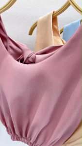 TT13367 Set 2 ชิ้น เสื้อแขนกุดโบว์หลัง + กางเกงขาสั้น