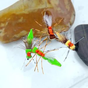 6/8pcs #8 Grizzly Rubber Legs Foam Body Grasshopper Dry Fly Deer Hair Floating Morrish Hopper Trout Bass Salmon Fishing Lure