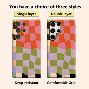 BILIBILI | colorful wavy checkerboard Luxury Fashion Full Lens Protective Case for Samsung Galaxy S26 S25 S24 A56 A36 Plus Ultra